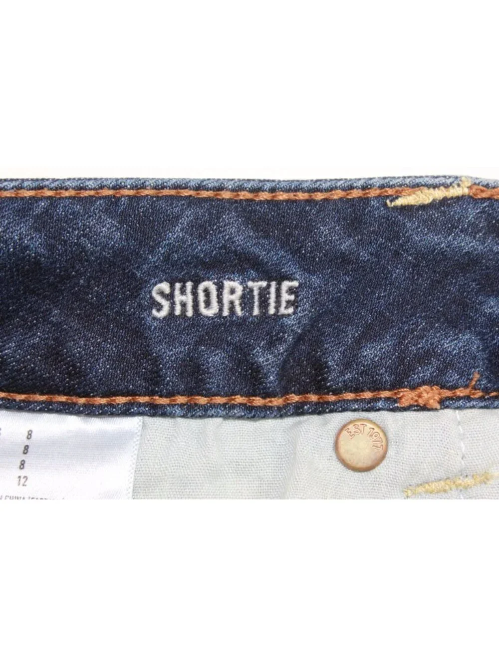 American Eagle Super Stretch Denim Shorts Blue USA Flag Cuffed Size 8